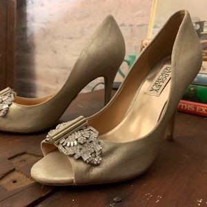Classic Gold Bejeweled Badgley Mischka Heels